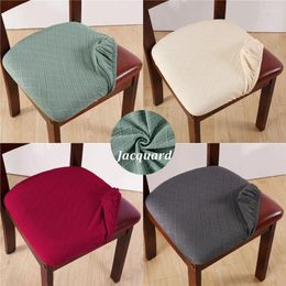 Chair Covers Spandex Jacquard Cushion Cover Dining Removable Seat Solid Color Without Backrest Protector Home