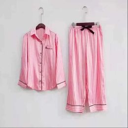 WOFO Sexy Pyjamas Womens Silk Pyjamas Two-piece Set Cute Sexy Evening Wear Summer New Short-sleeved Pink Striped Satin Home Wear Shorts Set 2404101