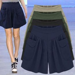 Women's Shorts Casual Women Summer Elastic Waist Loose Black Navy Soft Cotton Femme Street