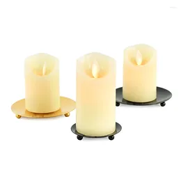 Candle Holders Iron Black Gold Round Plate Holder Wedding Birthday Festival Party Favors Candlestick HomeTable Decoration Stand