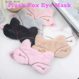 Sleep Masks Cartoon Plush Fox Sleep Eye Mask Travel Nap Light Waterproof Eye Mask Womens Colour Sleep Eye Mask Soft and Breathable Y240401