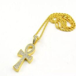 18K Gold Plated Hip Hop Cross Pendant Necklace Charm Chain For Men and Women Trendy Holiday Accessories2887