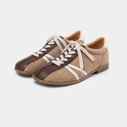 Casual Shoes 2024 Spring Bowling Vintage Genuine Leather Mens Training Shoe Fashion Mixcolor Thick Heel