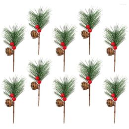 Decorative Flowers 10 Pcs Pine Cones Christmas Tree Decorations Accessories For Twig Stem Plastic Artificial Picks