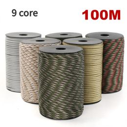 Paracord 100M 550 Military Standard 9Core Paracord Rope 4mm Outdoor Parachute Cord Survival Umbrella Tent Lanyard Strap Clothesline