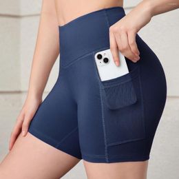 Active Shorts CHRLEISUR Pocket Yoga Women High Waist Cycling Gym Casual Push Up Elastic Thin Fitness Three-point Female