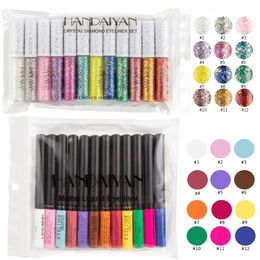 10/12 Colors Matte Eyeliner Set Glitter Makeup Waterproof Colorful Liquid Crystal Diamond Eye Liner Pen Gel Make Up Cosmetics 240325