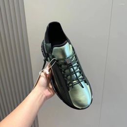 Casual Shoes Top Quality 2024 Spring/Summer Men's Low Cut Leather Running Zipper