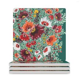 Table Mats Autumn Floral Bouquet Ceramic Coasters (Square) Cute Cup Drinks Household Utensils Kitchen