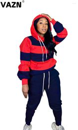 Women's Two Piece Pants VAZN 2024 Energy High-end Nature Daily Regular Simple Tracksuits Hooded Full Sleeve Group Long Slim Women 2 Set