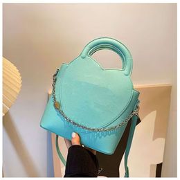 Real cowhide bag bucket womens one shoulder crossbody designer handbags Litchi grain chain decoration tote luxury shopping leather purses backpack