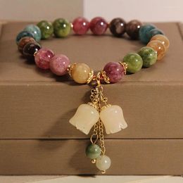 Chains Natural Colour Tourmaline Jade Bracelet Women's Ins Niche Light Luxury Vintage Pendant Exquisite For Girl Firends