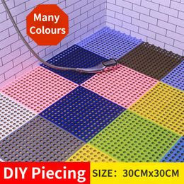 Bath Mats PVC Household Non-slip Bathroom Patchwork Shower Water Barrier Foot Hollow Out Home Decor