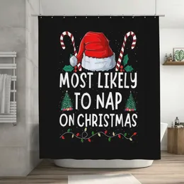 Shower Curtains Most Likely To Nap On Christmas Family Curtain 72x72in With Hooks DIY Pattern Bathroom Decor