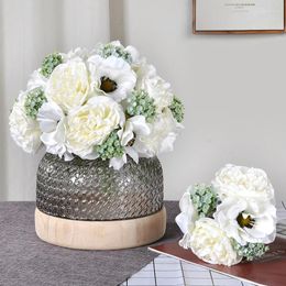 Decorative Flowers YOMDID Artificial Peony Wedding Decoration Hand Bouquets Fake For Christmas Home Living Room Decorations