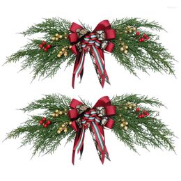 Decorative Flowers 2X Greenery Swag Artificial Pteris Multifida Poir Wreath For Door Wedding Party Mirror Tabletop Chair Christmas Decor