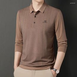 Men's Polos 2024 Spring And Autumn Business Casual Top Fashion Lapel Button Solid Colour Long Sleeve Versatile Temperament Shirt