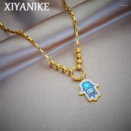 Pendant Necklaces XIYANIKE Hamasa Hand Enamel Necklace Fashion Hip Hop Lucky Trend Rock Neck Chain Jewellery Gift For Friends