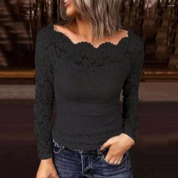 Women's Blouses Lightweight Lace Top Women Solid Color Chic Off-shoulder Elegant Streetwear For Slim Fit Style