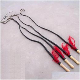 Martial Arts Wooden Handle Soft Leather Shepherd Whip Shaolin Wushu Kungfu Fitness Snake Shaped Rope Drop Delivery Sports Outdoors Sup Ot7Iw