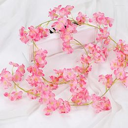 Decorative Flowers Simulation Cherry Blossom Rattan Wedding Decoration Hanging Home Garden Decor 1.8m