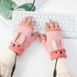 Cycling Gloves 5V 0.76A Half Finger USB Rechargeable Heated Mitten Laptop Women Heating Winter Knit Electric Hand