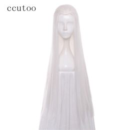 Wigs ccutoo 80cm/32" White Women's Female Long Straight Slicked Back Styled Synthetic Hair Cosplay Wig For Party Halloween Costume