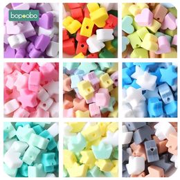 Bopoobo 40PC Silicone Beads Teething Teether Accessories Food Grade Pearl Silicone Star Teething Pacifier Dummy Making Teether 240325