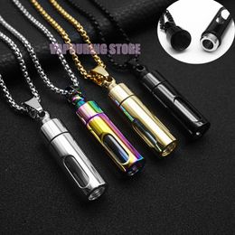 Colorful Smoking Stainless Steel Pendant Transparent Storage Container Snuff Bottle Pill Spice Miller Herb Tobacco Case Pill Stash Necklace Cigarette Holder DHL