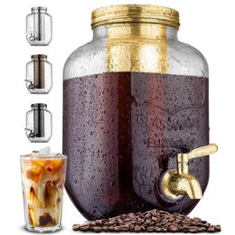 Zuley Kitchen 1 Gallon (approximately 3.8 Liters) Maker with Thick Glass Water Bottle Stainless Steel Mesh Filter - Premium Ice Coffee Cold Brew Pot, and Tea