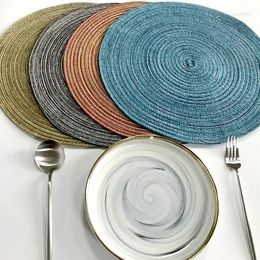 Table Mats 4PCS Cotton Yarn Ramie Round Placemat No Slip Dining Mat Disc Bowl Pads Coasters Pot Holder Insulation Pad Kitchen Decor