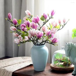 Decorative Flowers Simulation Magnolia Flower Bouquet Living Room Home Decoration Indoor Wedding Table Silk Fake