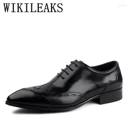 Dress Shoes Men Black Leather Italian Brand Office Party Brogues Formal Zapatos Hombre Vestir Herren Schuhe