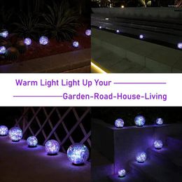 Solar Lawn Light Globe Set For Outdoor Garden Waterproof Cracked Glass Ball Lamps With Auto Charging Patio