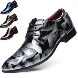 Dress Shoes Patent Leather For Men Wedding Party Business Casual Oxfords Plus Size Lace Up Point Toe Office Work L06