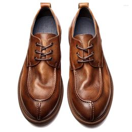 Casual Shoes MUST HAVE ! American Style Retro Business Man Soft Genuine Leather Version Trend Lace Up Oxfords Spring Summer