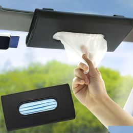 Car Tissue Box 1 Pack Towel Sets Motive Sun Visor Holder Interior Storage Decoration For Drop Delivery Automobiles Motorcycles Accesso Otno6