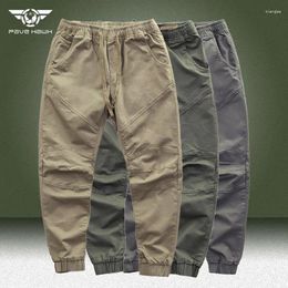 Men's Pants Military Cargo Men Spring Autumn Wear-resistant Straight Long Work Pant Male Retro Mid Waist Slim Fit Tactical Trousers