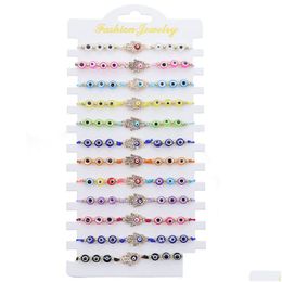 Charm Bracelets 12Pcs/Set Devils Eye Bracelet Men Women Cute Cartoon Bracelets Evil Eyes Beaded Wrist Bangle Drop Delivery Dho0I