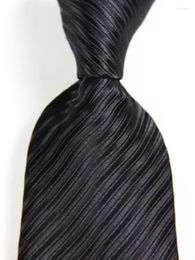 Bow Ties Classic Solid Striped Black Tie JACQUARD WOVEN Silk 8cm Men's Necktie Business Wedding Party Formal Neck