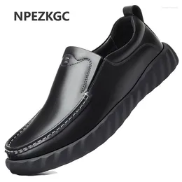 Casual Shoes 2024 Men's Genuine Leather Head Soft Anti-slip Rubber Loafers Man Real