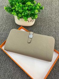 2024 New Top layer Cowhide Wallet Passport Book Long Card Bag Multi functional Large Capacity Womens Money Clip Purse