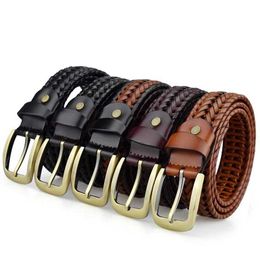 Belts Mens woven straps luxury cowhide belts genuine leather belts hand woven designs mens jeans womens jeans Q240401