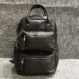 Backpack Cow Genuine Leather Men Backpacks Fashion Real Natural Student Boy Large Computer Laptop Bags