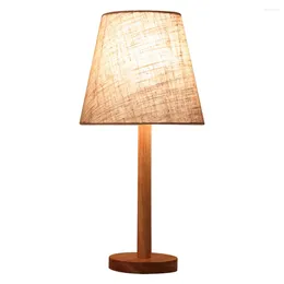 Table Lamps Household Remotable Atmosphere Light Nordic Style Reading Lamp With Wooden Base Fabric Linen Shade For Living Room Bedroom