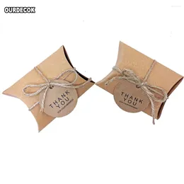 Gift Wrap 10pcs/Lot Cute Kraft Paper Pillow Candy Box Wedding Favours Boxes With Tags Home Party Birthday Supply