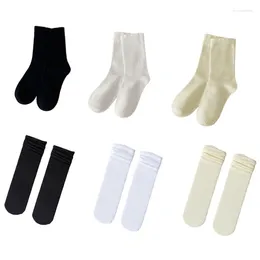 Women Socks Cotton Solid Colour Spring Summer Ice Silk Slouch Calf For