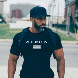 Muscle Fitness Summer Round Neck Sports T-shirt Mens Short Sleeve Running Training Clothing Alpha M83f