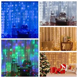 LED Strings Warm Curtain Light String 3M Fairy Multicolor Waterfall White Waterproof Christmas YQ240401