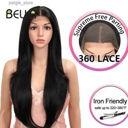 Synthetic Wigs Bella Synthetic Straight Wig Lace Front Wig 13*4 Lace Frontal Wig Easy 360 Lace Blonde Pink Lolita Hair Cosplay Wigs For Women Y240401